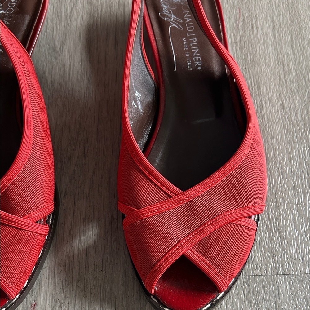Donald J. Pliner Vibrant Red Peep-Toe Heels - Picture 3 of 9